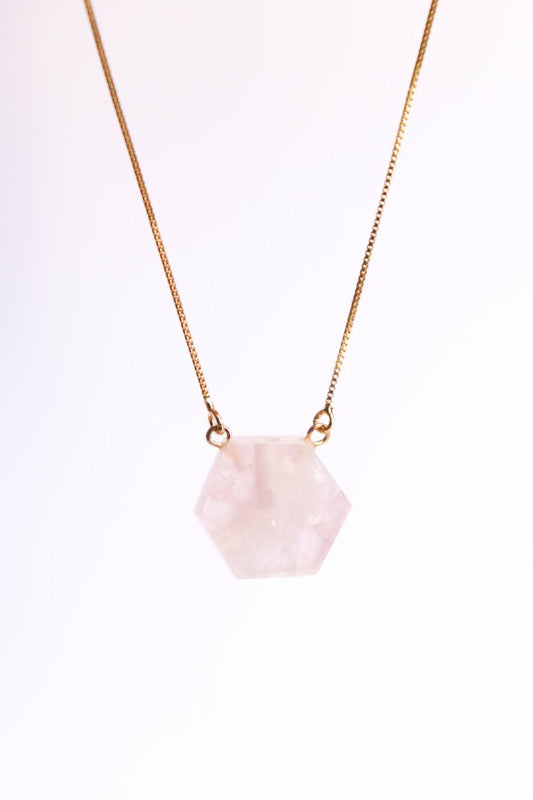 Colar Difusor Quartzo Rosa Banho Ouro
