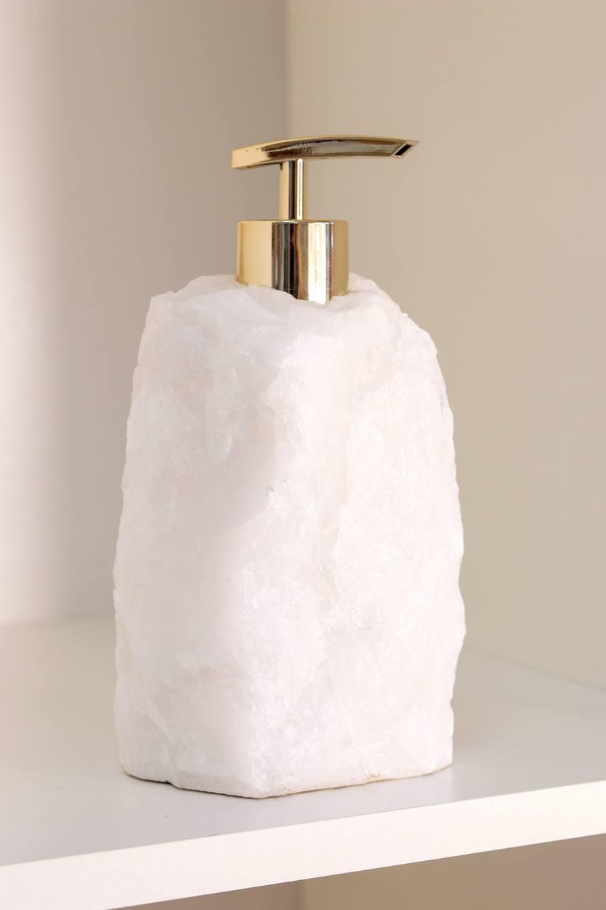 Saboneteira Quartzo Cristal Branco Banho Ouro
