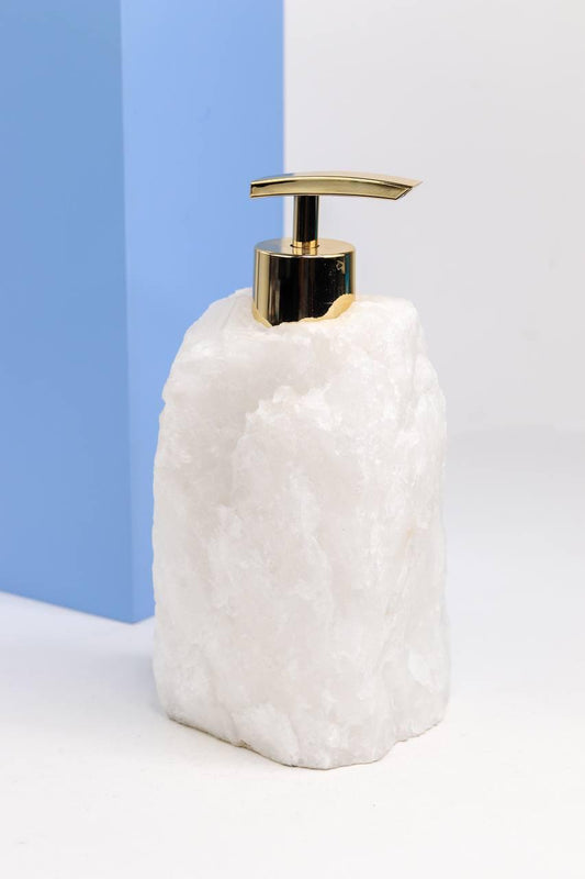 Saboneteira Quartzo Cristal Branco Banho Ouro
