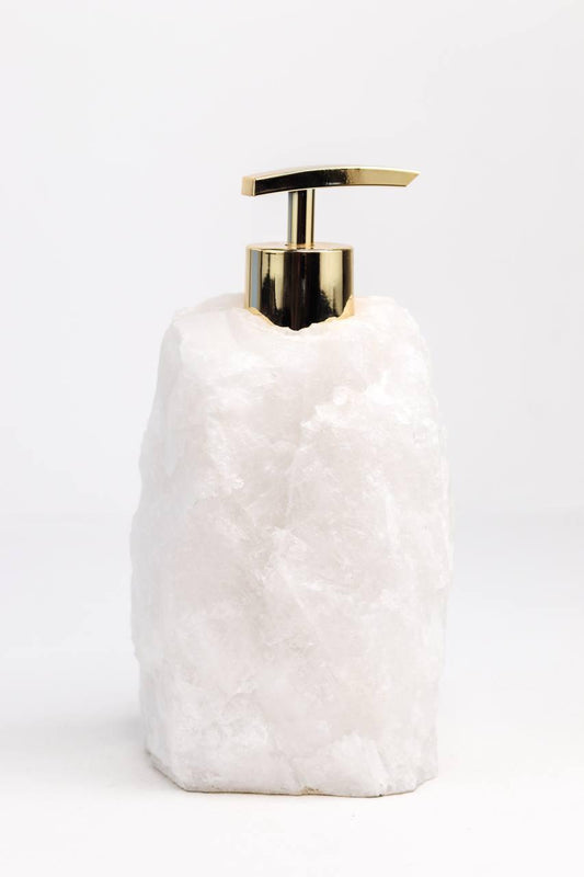 Saboneteira Quartzo Cristal Branco Banho Ouro