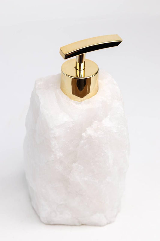 Saboneteira Quartzo Cristal Branco Banho Ouro