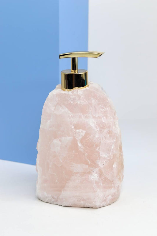 Saboneteira Quartzo rosa Banho Ouro