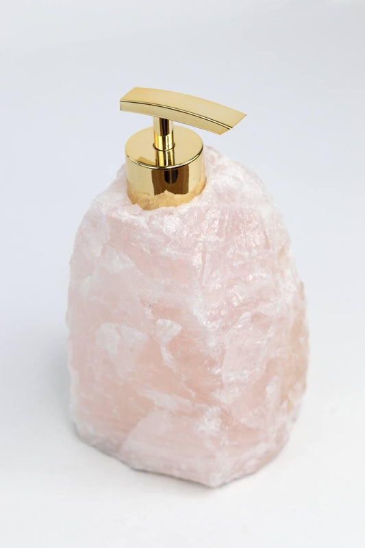 Saboneteira Quartzo rosa Banho Ouro
