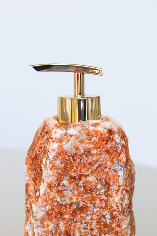 Saboneteira Calcita Laranja Banho Ouro