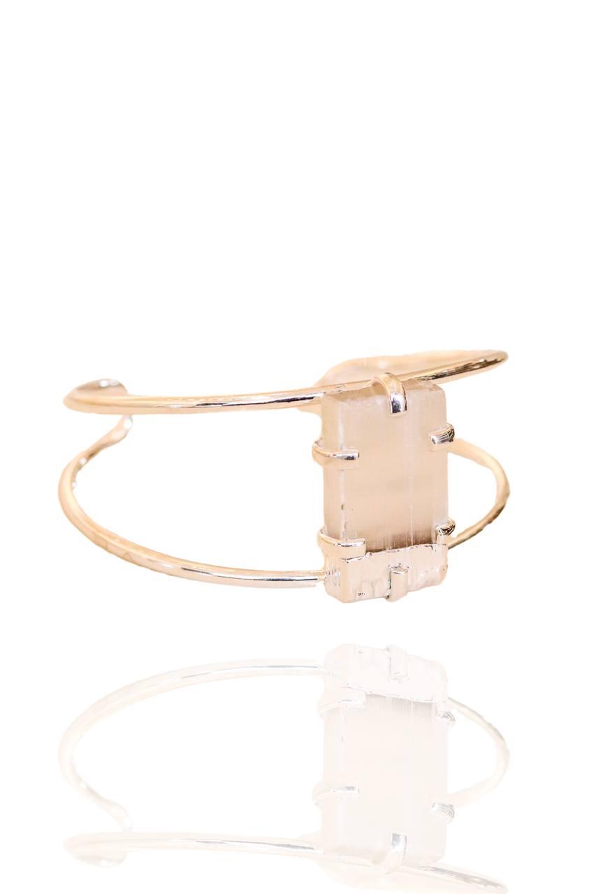 Bracelete Selenita com Eletroplate Banho Prata