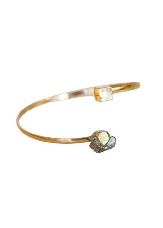 Bracelete Cubo Pirita Banho Ouro 18K
