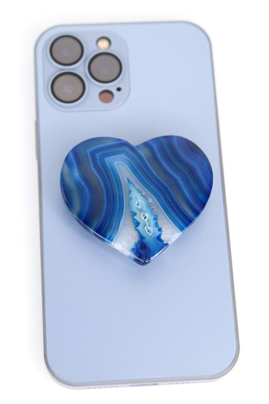 Suporte para celular Coração Ágata azul