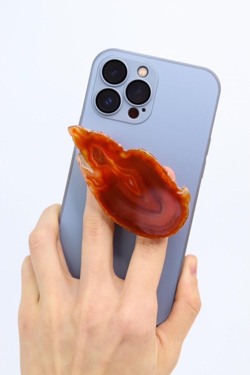 Suporte para celular Ágata Vermelha tingida