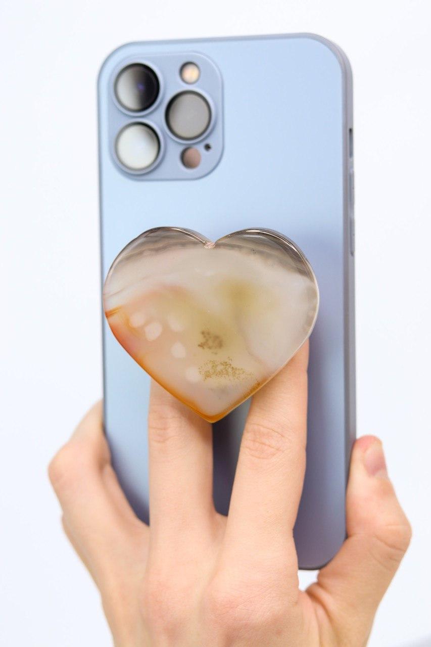 Suporte para celular Coração Ágata Natural