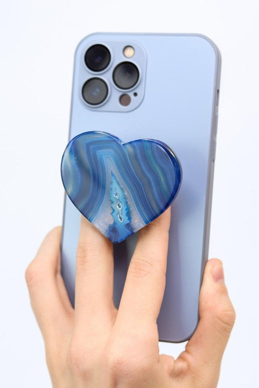 Suporte para celular Coração Ágata azul