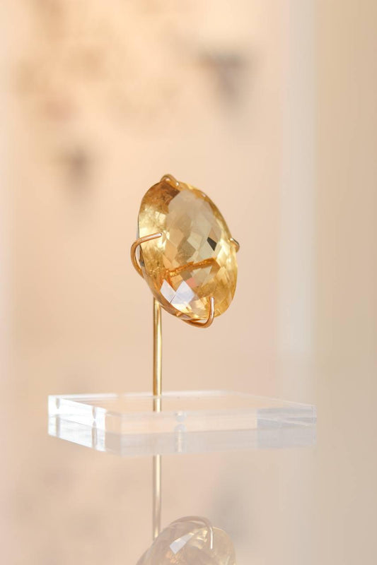Pedra Citrino Natural Lapidado na Base Banho Ouro 167 Gramas