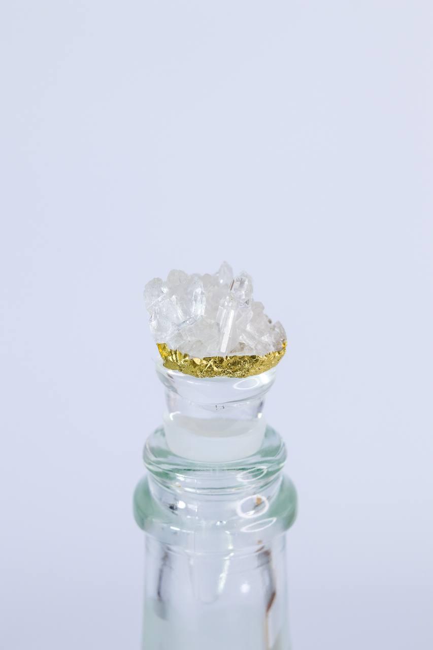 Tampa Para Garrafa de Vinho Cristal Banho Ouro