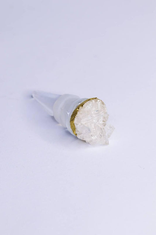 Tampa Para Garrafa de Vinho Cristal Banho Ouro