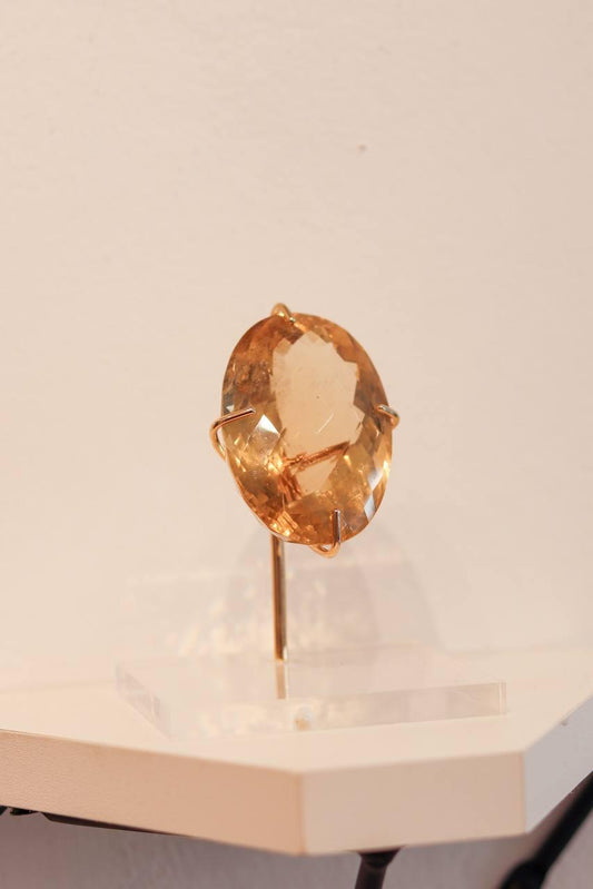 Pedra Citrino Natural Lapidado na Base Banho Ouro 167 Gramas