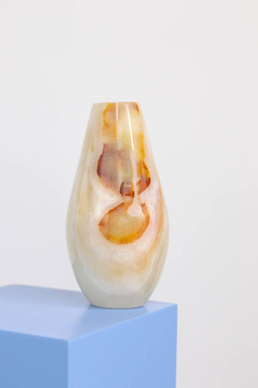 Vaso Ônix Branco Oval Pequeno