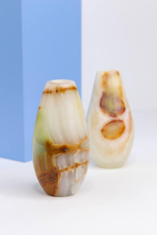 Vaso Ônix Branco Oval Pequeno