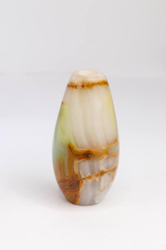 Vaso Ônix Branco Oval Pequeno